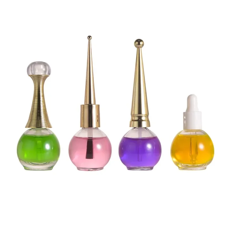 

10 шт., 15 мл, пустые флаконы для лака для ногтей, пустая стеклянная бутылка с крышкой, кисть, черно-белые контейнеры для косметического геля-лака для ногтей