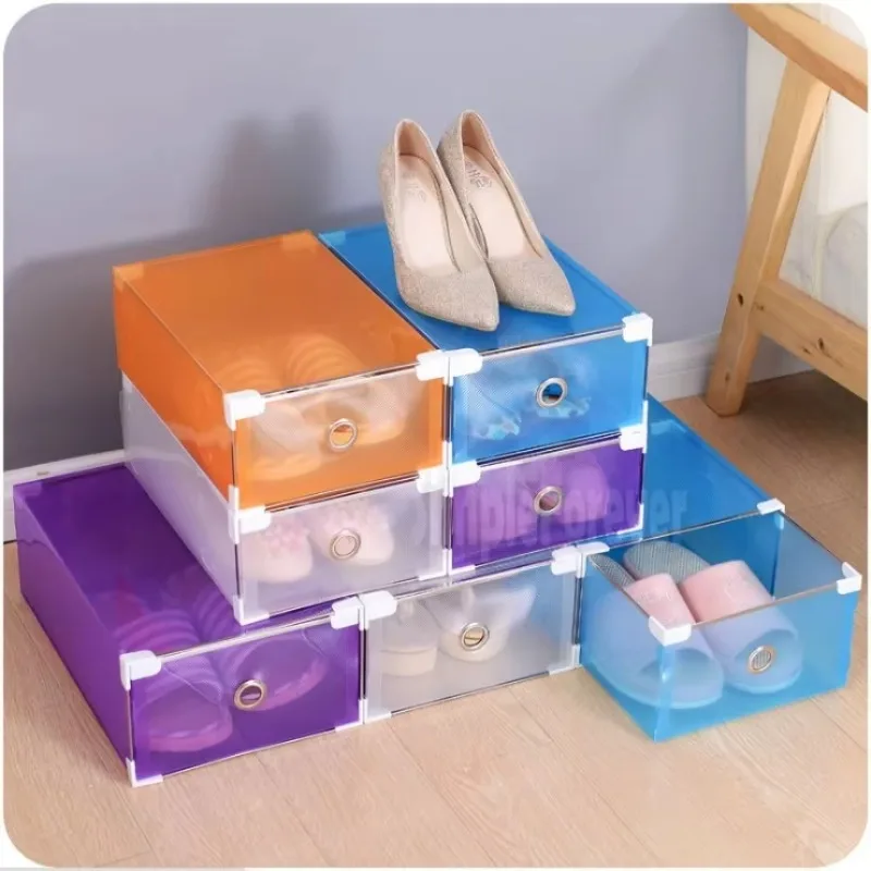 50pcs Korean Style Plastic Men Shoe Box Rectangle Drawer Type Household Storage Box Case