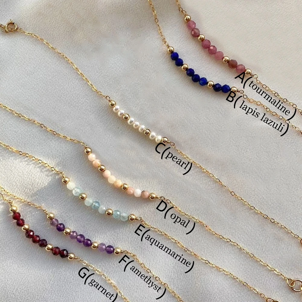 Vlen verstellbares Stahlarmband für Damen mit Natursteinen – Turmalin-Granat, Lapislazuli-Perle, minimalistischer Schmuck, Geschenk – Detail 2