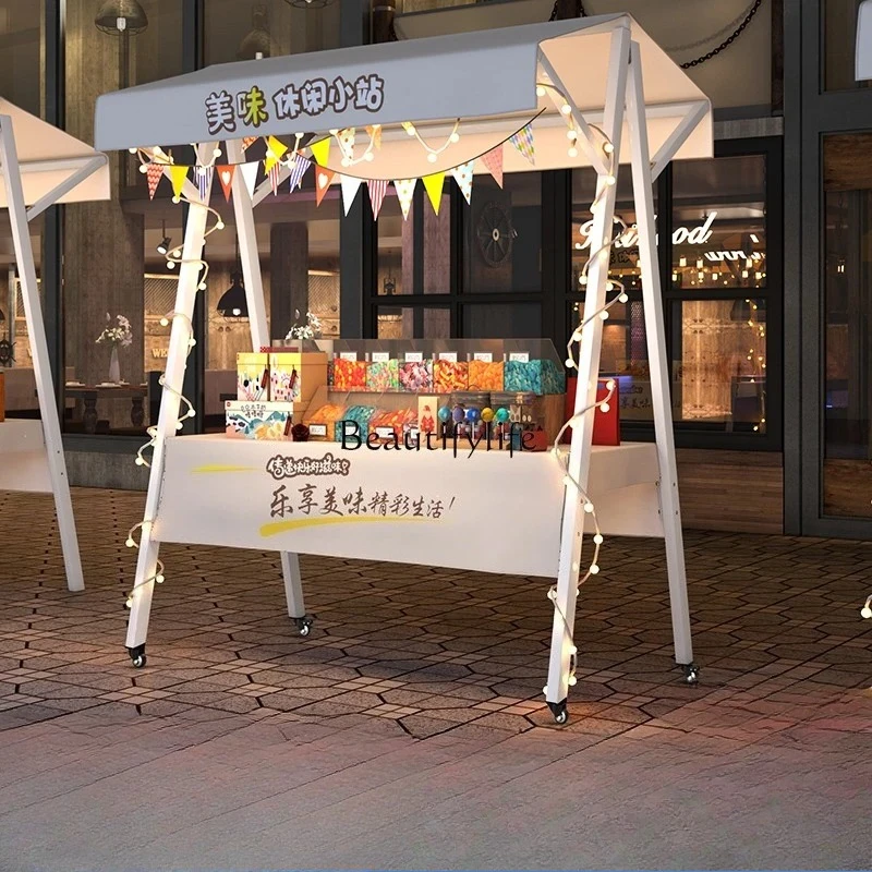 03.Market stall display stand Market night market wrought iron stall shelf promotional display stand Stall car mobile foldable