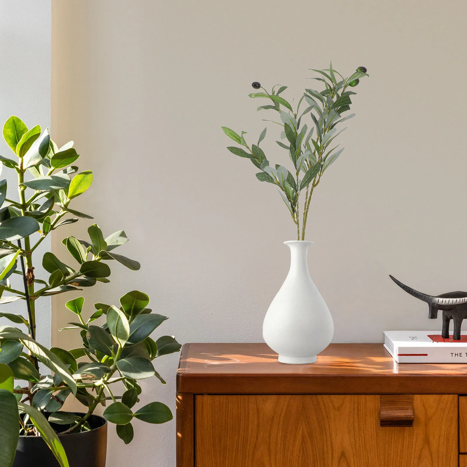 فروع زيتون صناعية واقعية، أضواء LED صناعية، مزهرية شجرة زيتون داخلية، مصباح ديكور، ضوء ليلي، سيقان خضراء #3