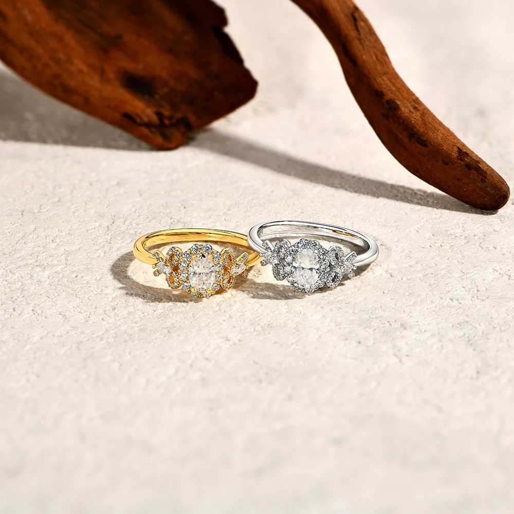 ATTAGEMS Luxury Moissanite Rings Oval Cut 925 Sterling Silver Ring Women Bow Design For Engagement Wedding FineJewelry Certified