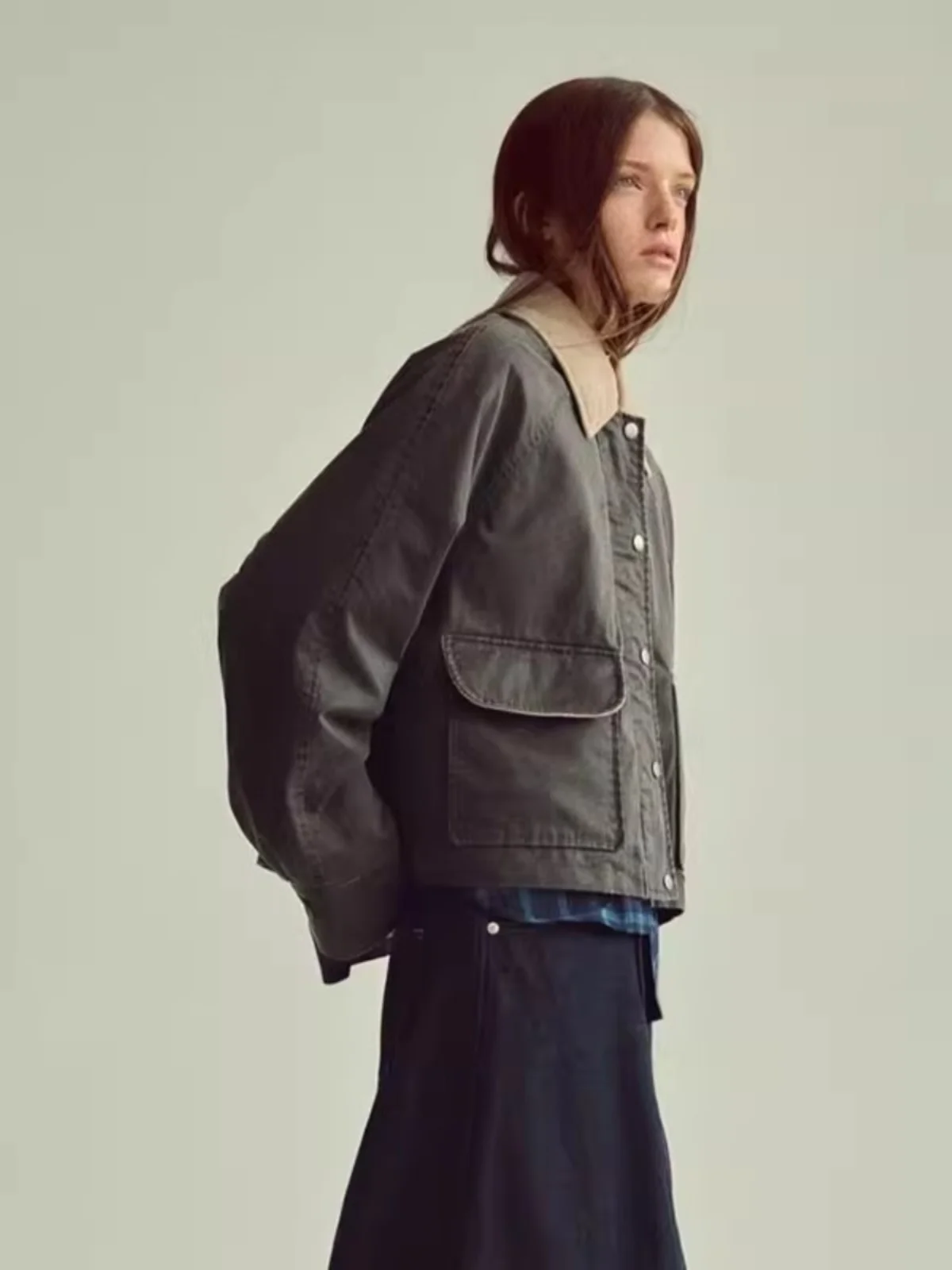 

Повседневная шикарная длинная куртка с воротником све, простой цветной дизайн, блузка, новая осенняя женская верхняя одежда, свободная посадка, обычная тонкая