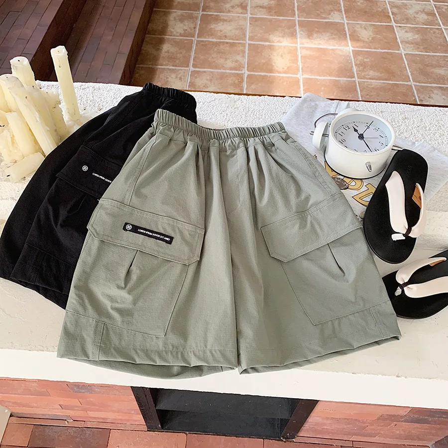 

Children's summer five quarter pants boys girls Korean straight leg work pants children's clothing, baby A-level clothing