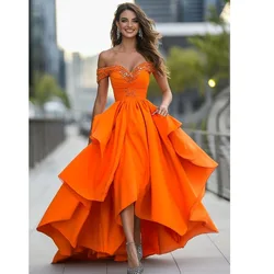Gorgeous Orange Evening Dresses Chic Off the Shoulder Floor Length Prom Dress Special Occasion Women Gowns Vestidos 2025