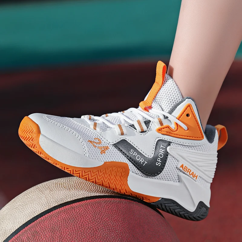 High Quality Boys Basketball Shoes Kids Sneakers Soft Sole Tennis Kid Sport Shoes Outdoor Non-Slip Trainer Kid Zoom Basket Shoes