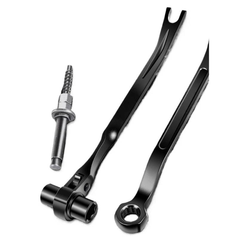 Expansion screw for water drilling rig, ratchet wrench, hole punch, pry hammer, fixed and disassembled bolt sleeve remover