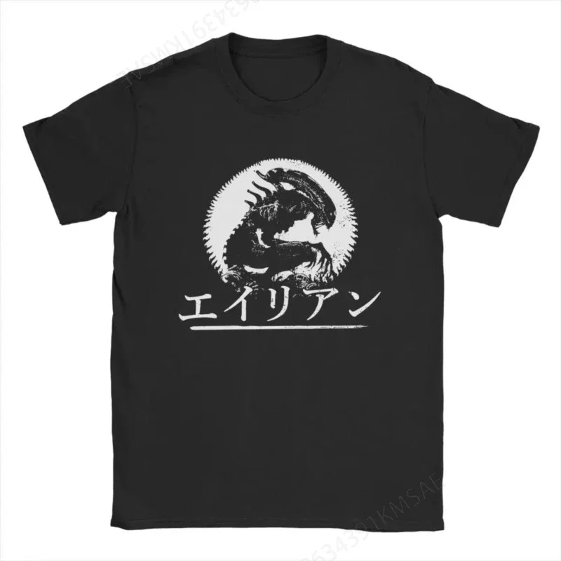 Men's T-Shirt Xenomorph Alien Movie Vintage Pure Cotton Tee Shirt Short Sleeve T Shirt Round Collar Clothing Plus Size