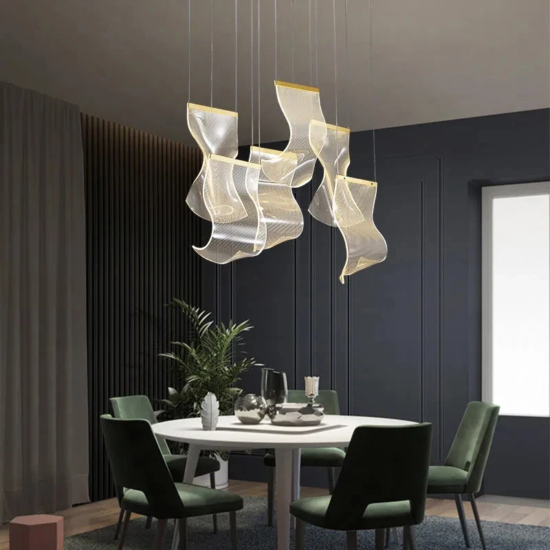 

Modern Acrylic LED Chandelier Lights for Staircase Living Room Luxury Creative Design Lighting Fixtures Indoor Hanging Lamps