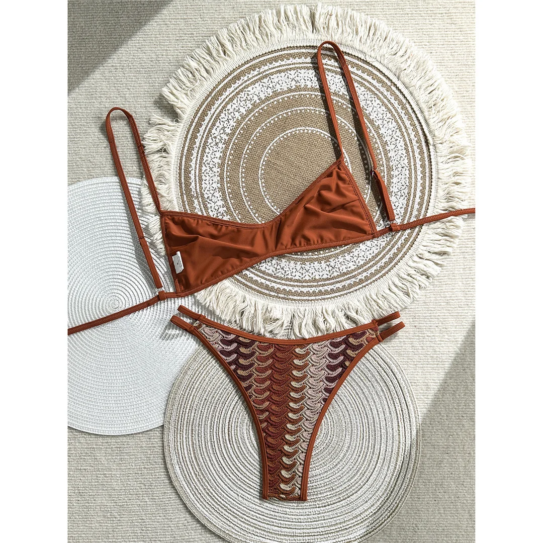 2026 Neuer Sexy Bedruckter Bikini mit Hohem Beinausschnitt Damen-Badeanzug Zweiteiliger Bikini-Set Badebekleidung Badeanzug V8030 – Detail 11