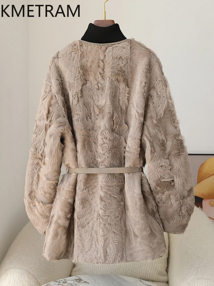100% Natural Wool Sheepskin Double Faced Fur Coat Woman Luxury V-neck Real Fur Jacket Women Winter Clothes 2025 шуба женская