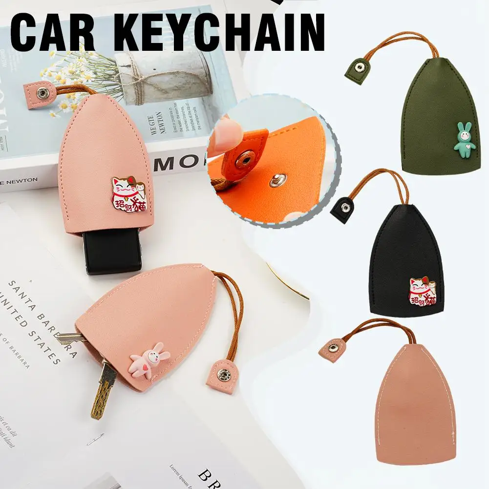 PU Leather Pull Out Key Case Rabbit Cat Cute Pull Type Key Wallets Housekeepers Car Key Holder Bag Case Leather Keychain Pouch