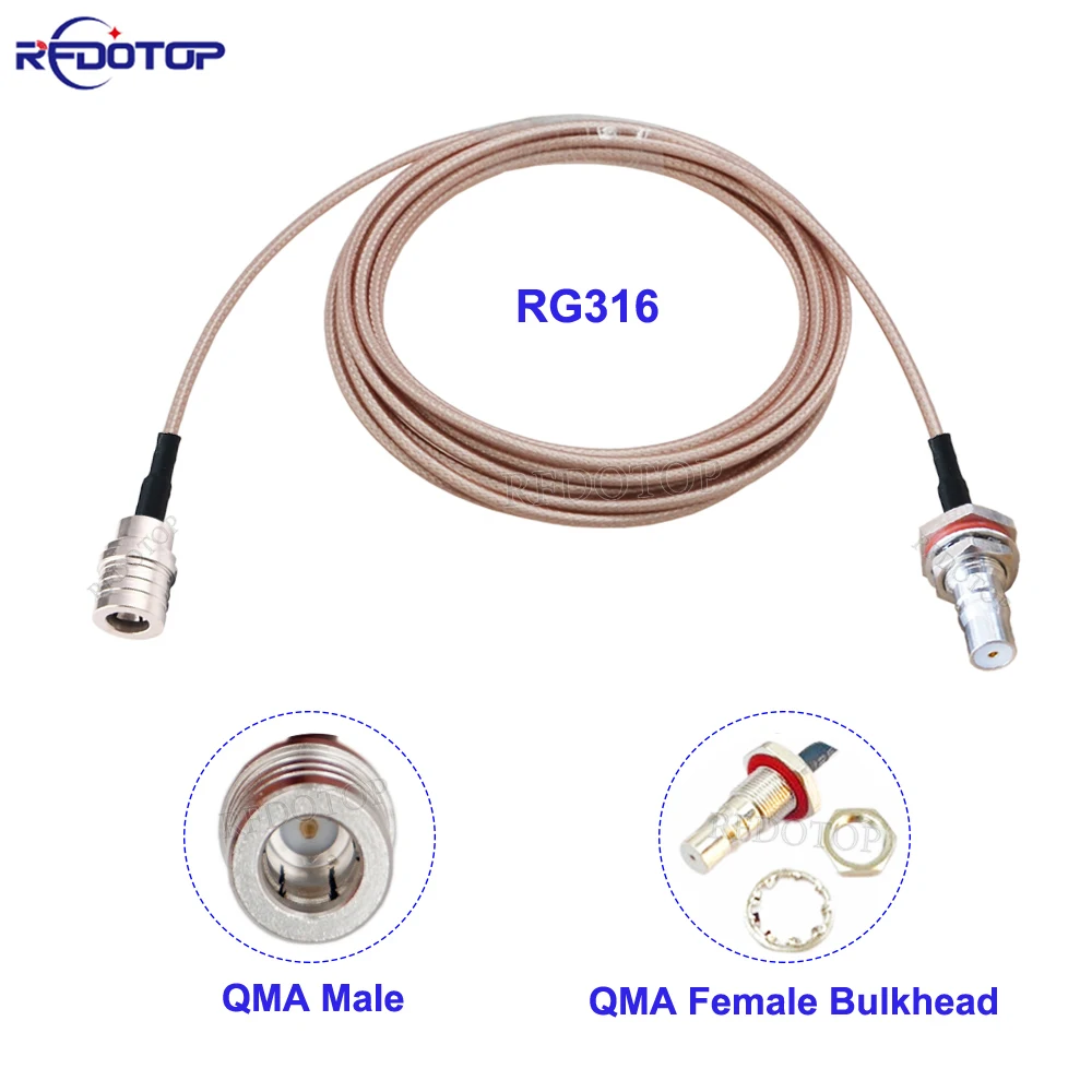 

1Pcs RG316 QMA Cable QMA Male Plug to QMA Female Bulkhead Jack 50Ohm Low Loss RG-316 RF Coaxial Extension Jumper Pigtail Cord