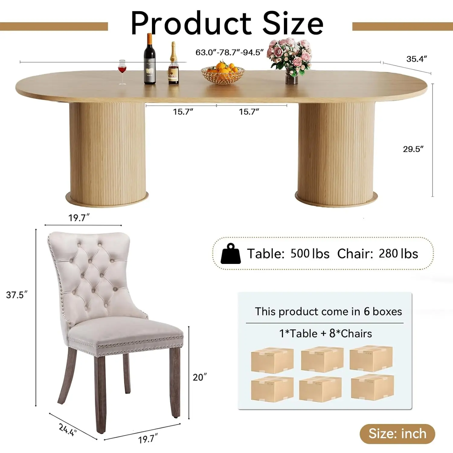 Extendable 8-Seat Dining Set 6