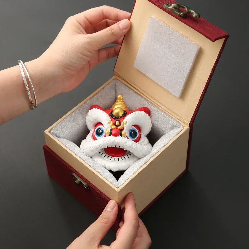 Chinese Style Red Lion Head Dance Lion Dance Small Ornament Desktop Decoration Creativity