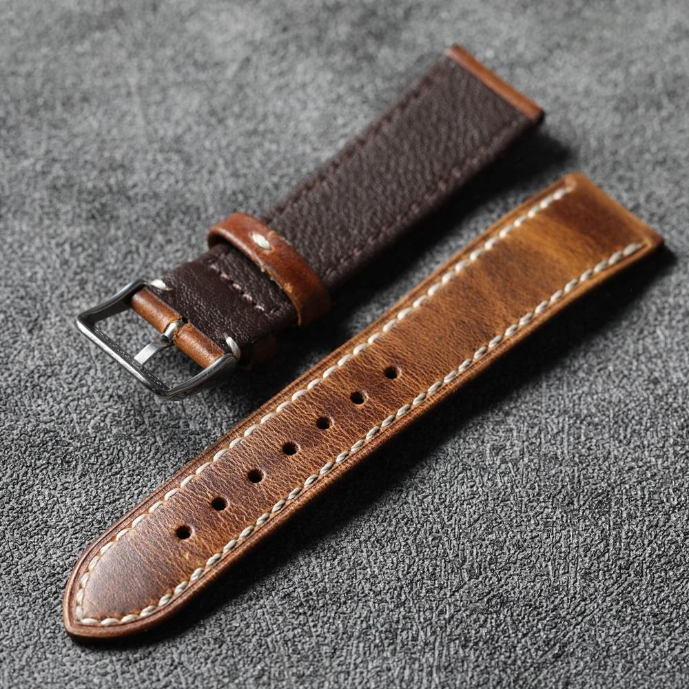 Handmade Short Italian Cowhide Leather Bracelet, 18 19 20MM Vintage Style, Genuine Leather Soft Bracelet, Size S, Men\'s and Wome