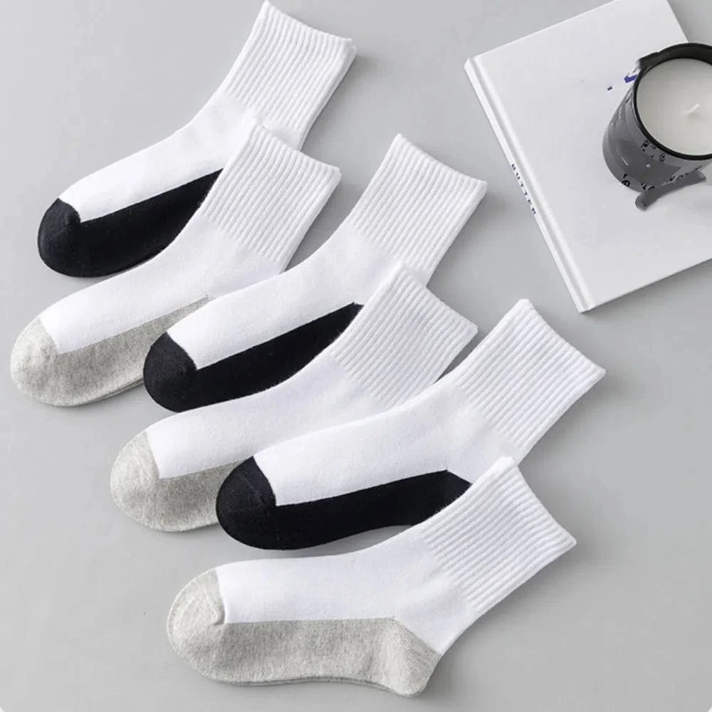 

4/6Pairs Comfortable Simple Men's Mid-calf Socks Hosiery Non-slip Men Tube Socks Patchwork Breathable Sports Sock Students
