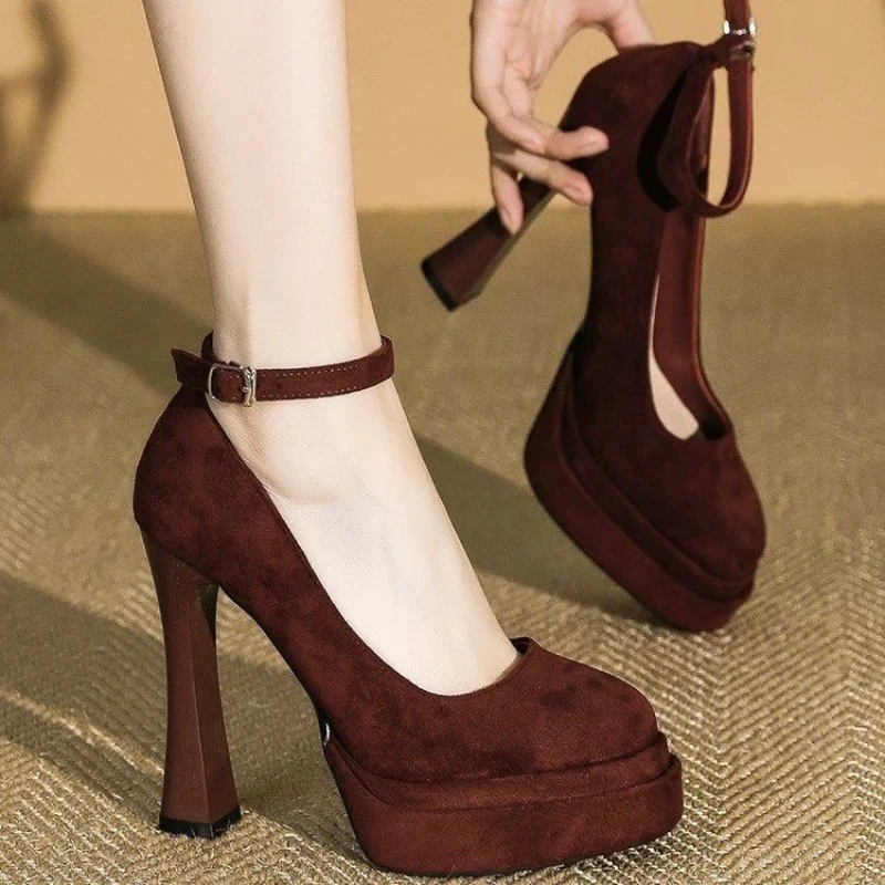 

Thick-soled, Fine High-heeled, Pointed-toe, Shallow-mouth, Buckle-style Comfortable, Anti-slip, Breathable Women's Single Shoes