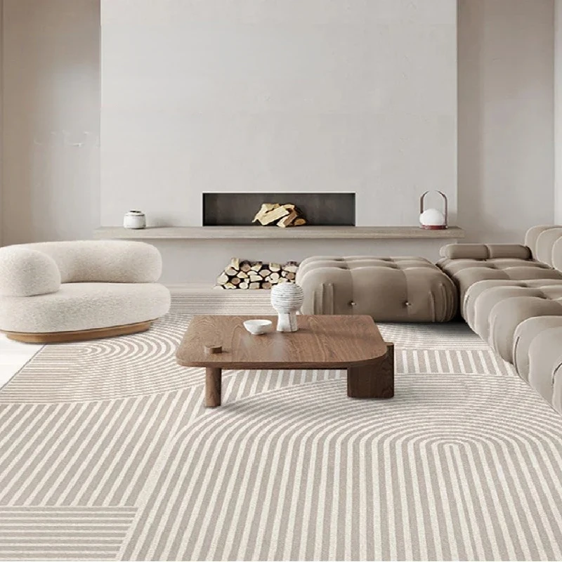 Wabi-sabi Bedroom Bedside Plush Carpet Living Room Striped Rug Large Area Soft Non-slip Leisure Area Floor Mats Ковер Tapis 러그