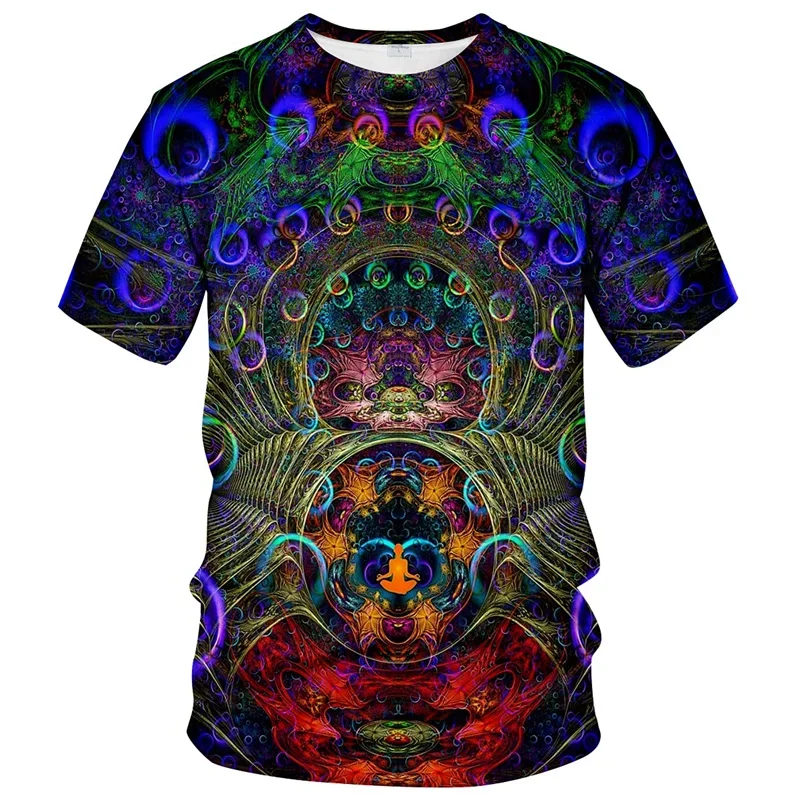 Colorful Trippy men\'s T-shirt, 3D printed T-shirt, cool design, summer casual T-shirt, gym, short sleeved, comfortable