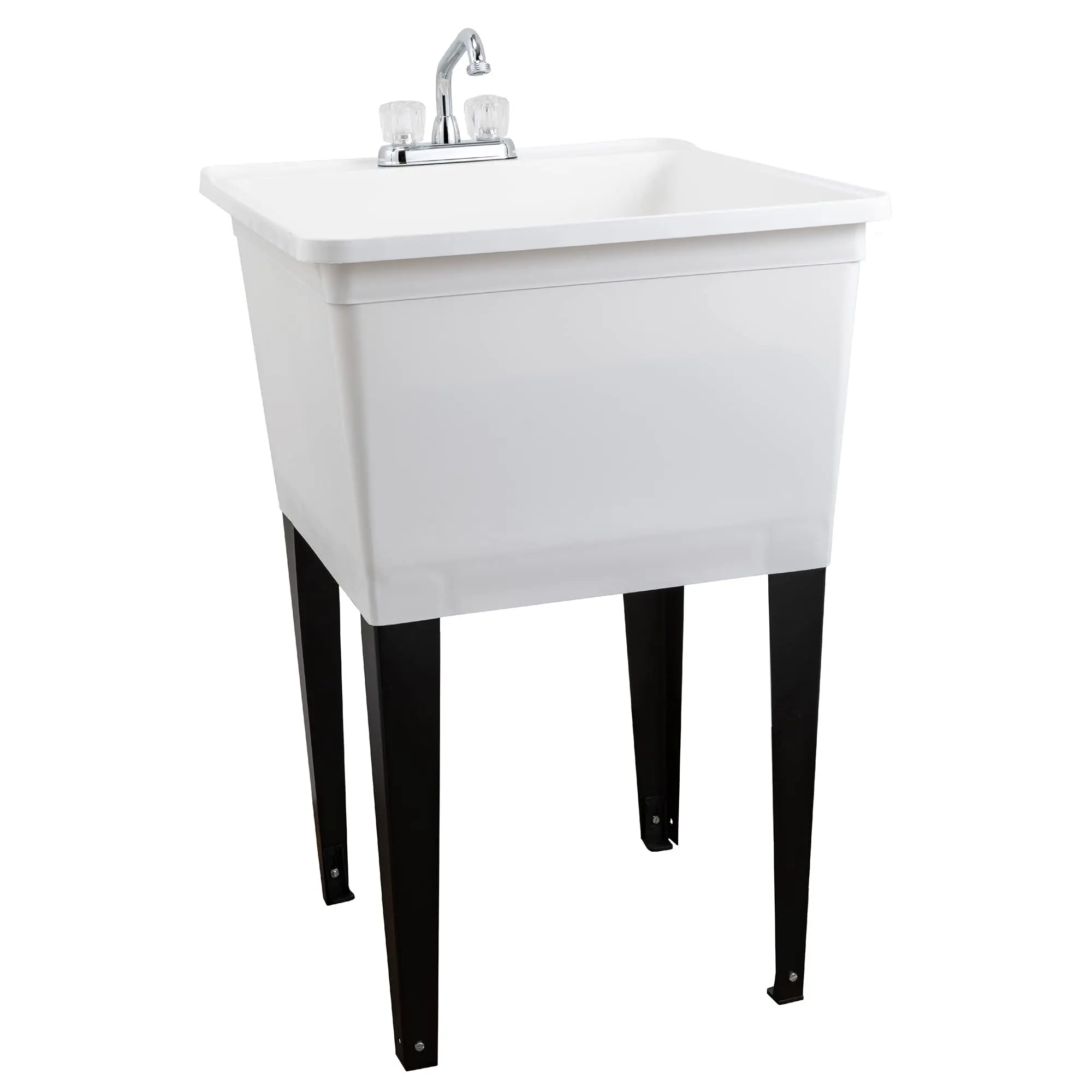 Tehila Basics by 21-Gallon White Freestanding Utility Sink with Chrome Finish 2-Handle Faucet, Heavy Duty Plastic