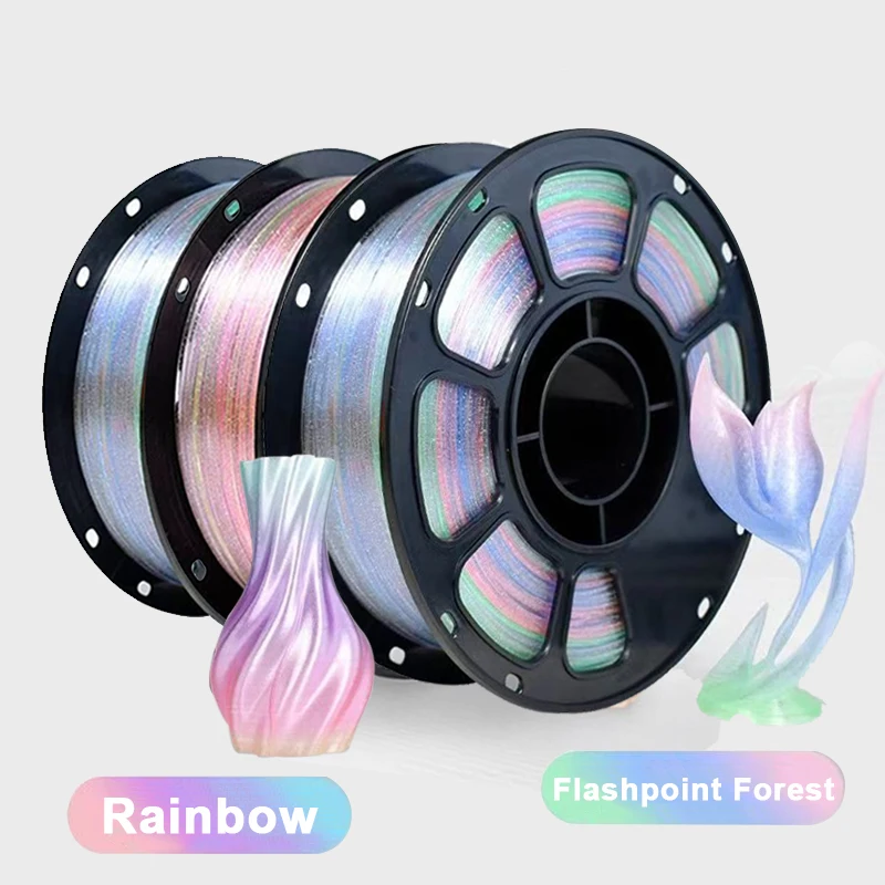 1.75mm 3D Printer Filament PLA Crystal Flash Point Rainbow Printing Material 1Kg, 500g, 250g Filament Crystal Sparkle Forest