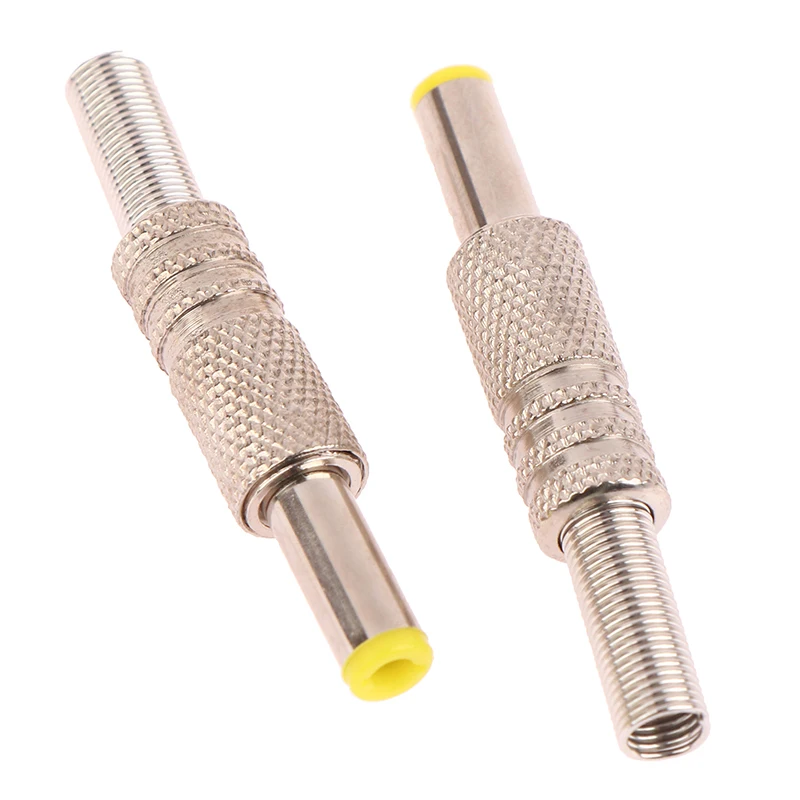 2 Stuks 5.5x2.5mm DC Power Jack Stekker Metalen Connector Adapter Met Gele Kop Adapter Connector plug