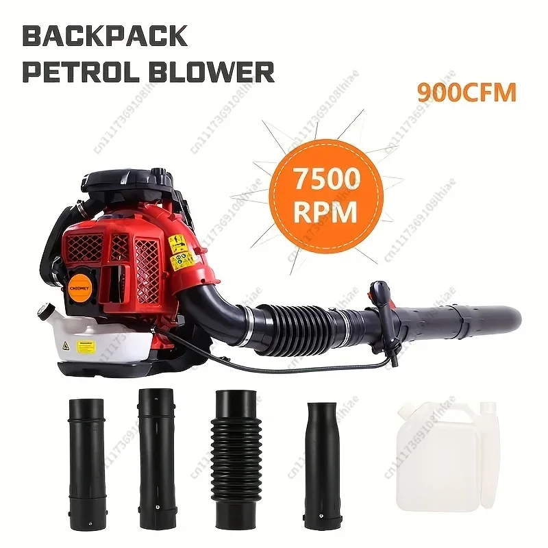 7500 RPM, 900 CFM, 80cc Backpack Blower—Gas-Powered Snow and Leaf Blower. Featuring an ergonomic design with cruise control, th