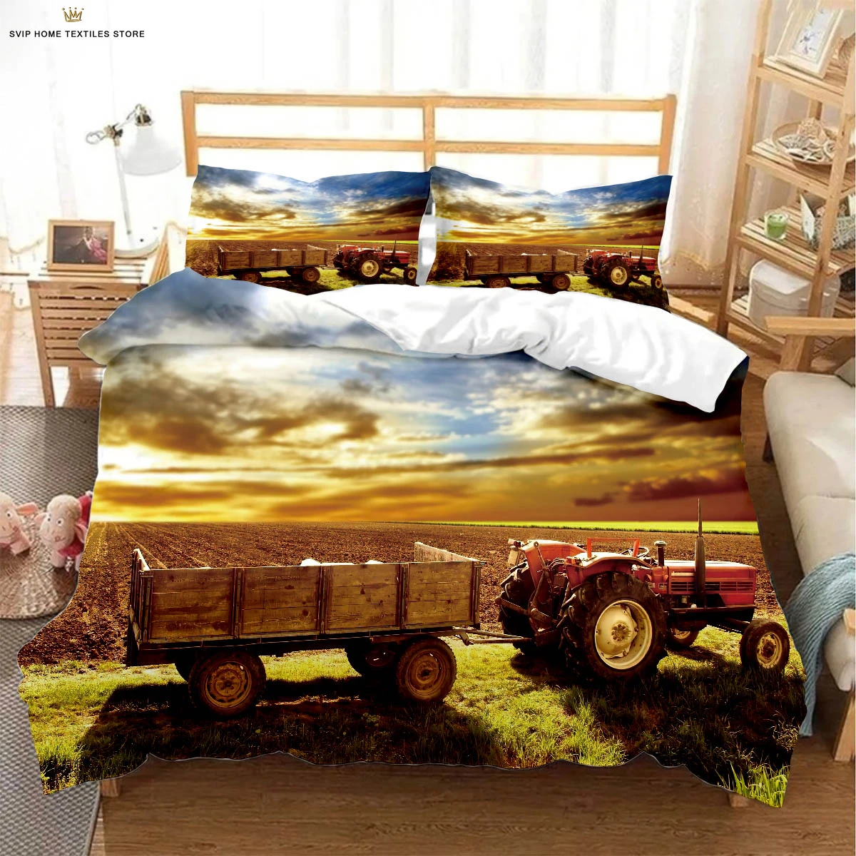 

Farm Cool Tractor 3d Stereo Printing Quilt Cover 100% Polyester Bedding Set Duvet Cover Pillowcase Three-Piece Set