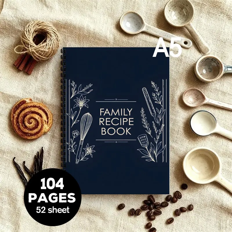 A5 Recipe Spiral Notebook, suitable for home cooking, chefs and home chefs, gift for him/her • Cooking