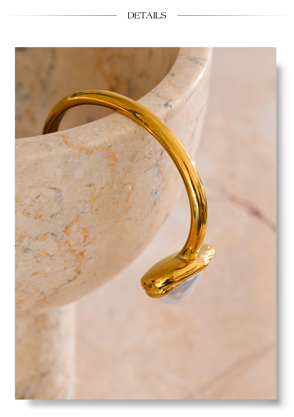 Yhpup 59mm Edelstahl Barock Simulierte Perlen Manschette Armband Armreif Anlauffeständig Gold Farbe Handgelenk Schmuck Neue – Detail 14