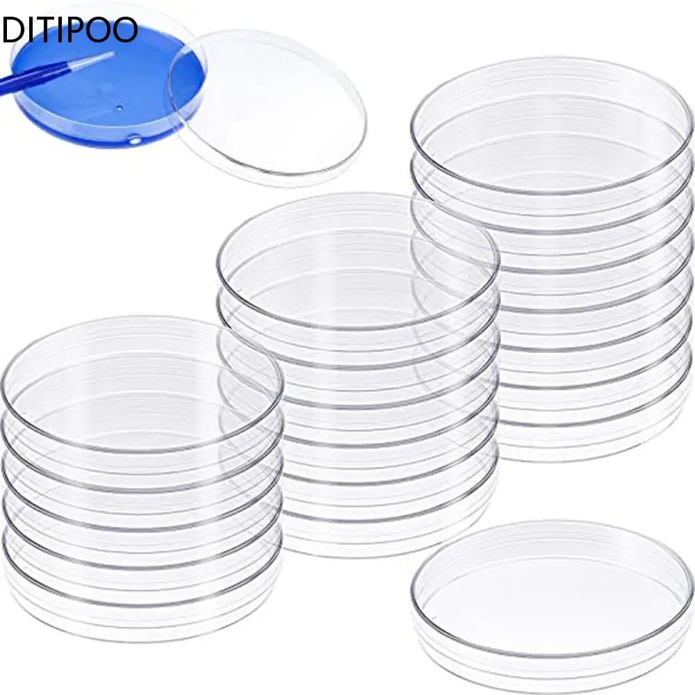 10Pcs Plastic Sterile Petri Dishes Bacteria Culture Dish with Lids for Laboratory Biological Scientific Lab Supplies