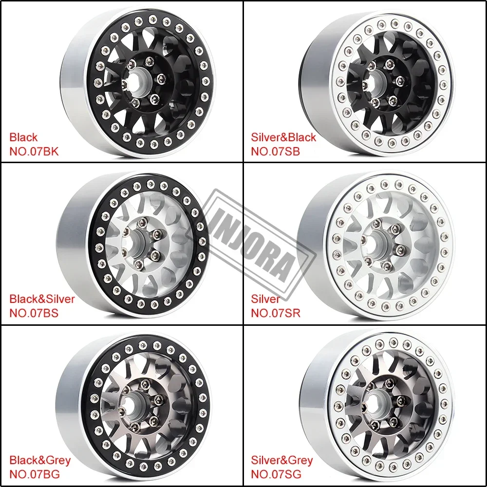 INJORA 4PCS Metal 1.9 Beadlock Wheel Rim 12-Spoke Wheel Hub for 1:10 RC Crawler Axial SCX10 II 90046 AXI03007 TRX-4 Tamiya MST