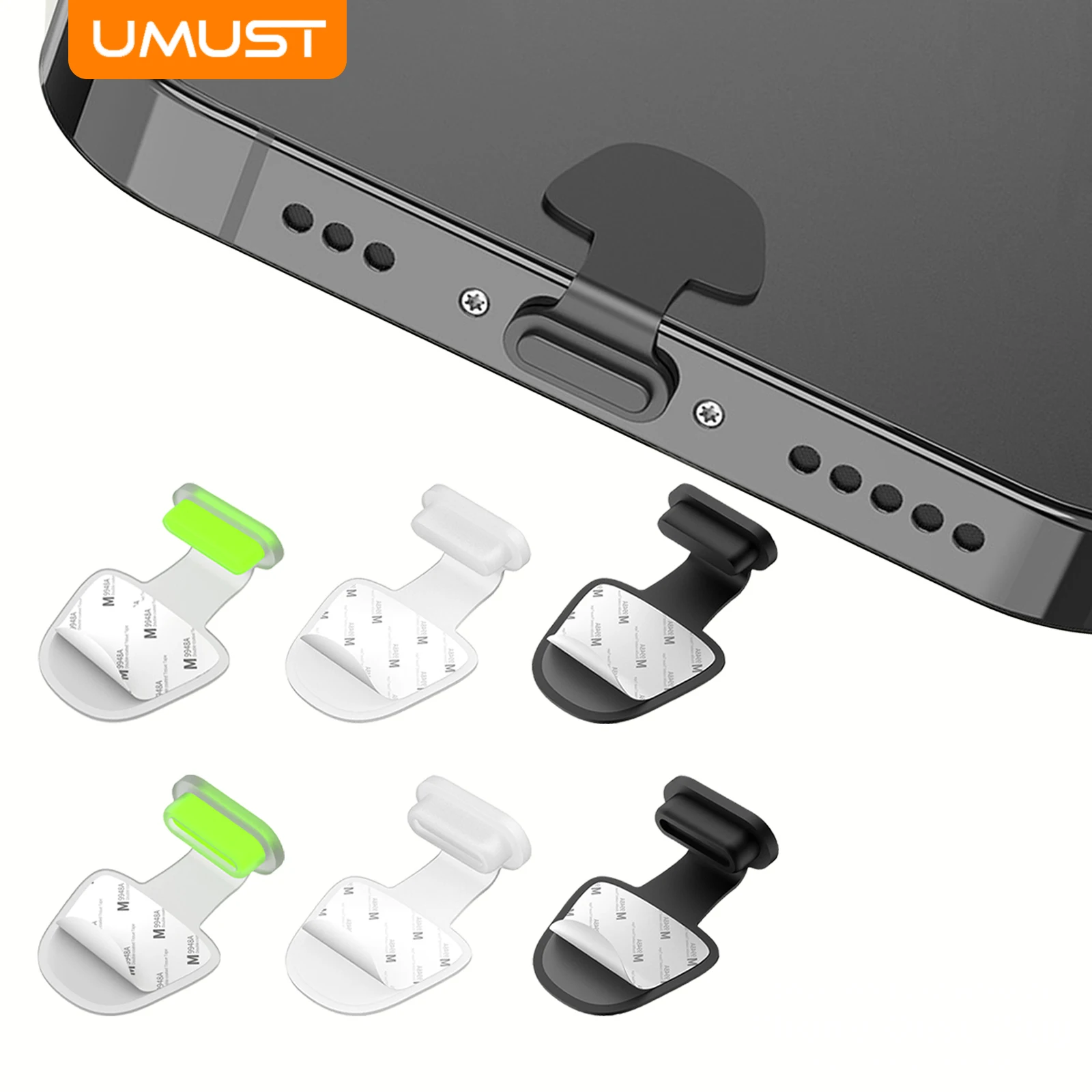 UMUST 3/6pcs Cell Phone Port Dust Plug Silicone Charge Plug Protector Charged Jack Accessories for Apple&Type-c Port Dust Cover