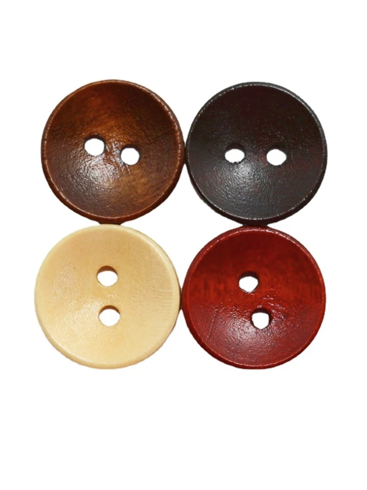 50PCs Wooden Sewing Buttons Scrapbooking Round Bowl Two Holes 15mm Dia. Costura Botones Decorate bottoni botoes