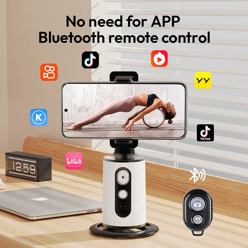 2025 Neuer 360-Grad-Follow-up-Gimbal-Stabilisator Einbeinstativ Desktop-Tracking-Gimbal mit Fernbedienung für Tiktok Live-Fotografie