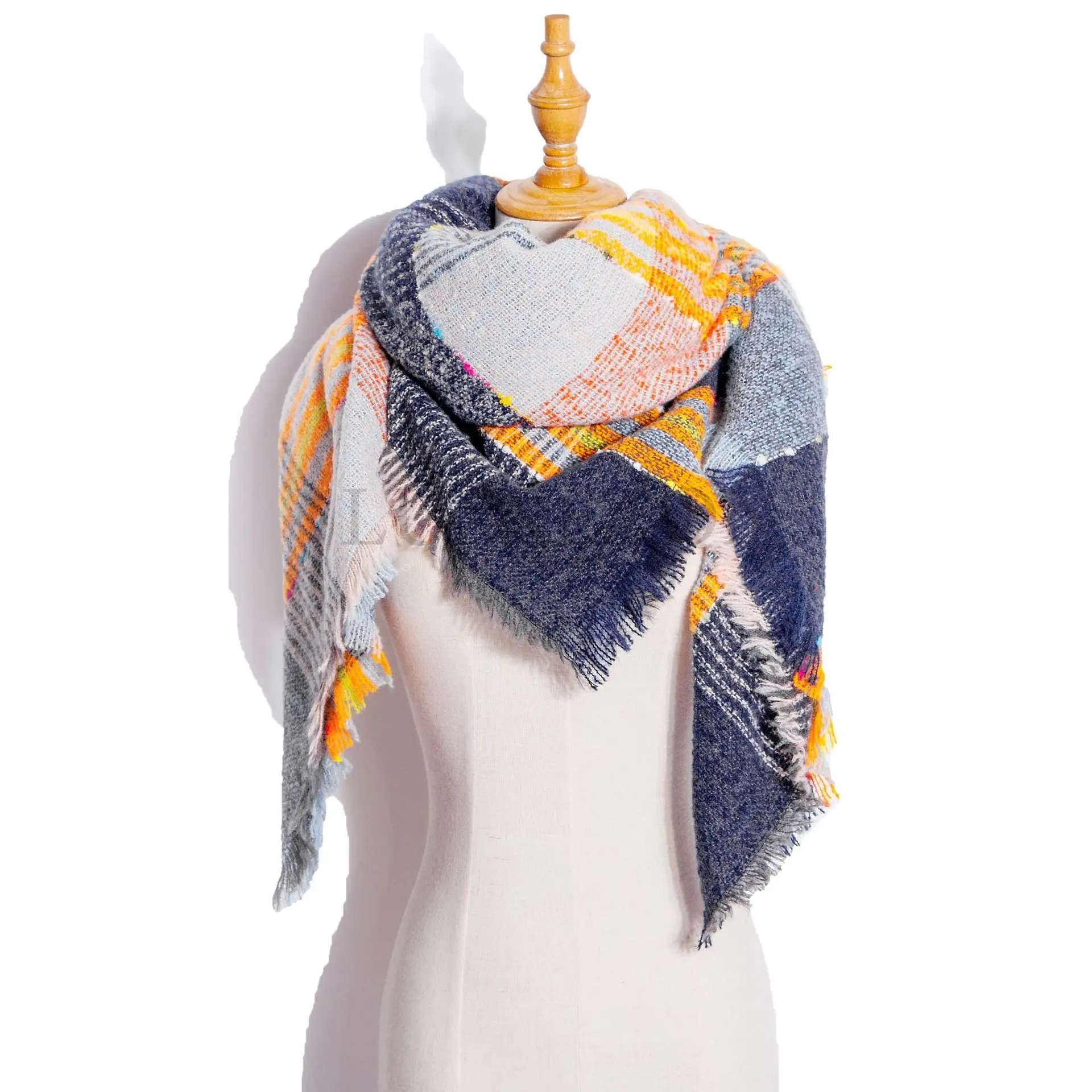 Bufanda de Pashmina de cachemira de lujo para mujer, chal triangular de Color sólido para envolver, bufanda sucia para mujer, chal