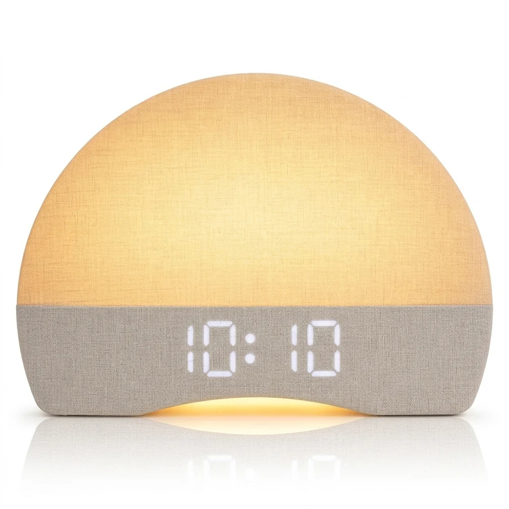 Digital Alarm Clock Wake Up Light Sunrise Clocks for Bedrooms Reading Lamp Natural Sounds Sleep Aid for Bedroom Living Rooms