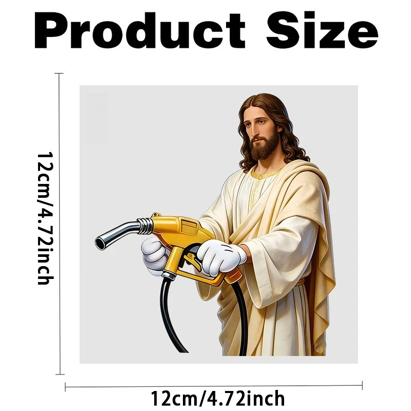 1PC Jesus Car Fuel Tank Sticker – Religious Style, Weatherproof – Cartoon Design – Fits Cars & Trucks – Easy to Apply