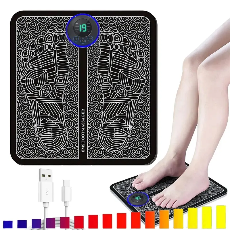 Elétrica Foot Massage Pad Estimulação com Massagem Remota, Leve, 8 Modos, 19 Níveis de Força, Aliviar a Pressão do Pé