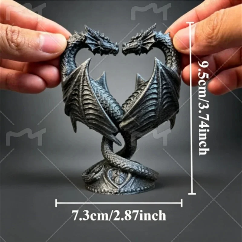 3D Printed Twin Dragon Eternal Bond Desktop Sculpture Art Figurine Centerpiece Home Office Desk Decor Romantic Gift For Couples