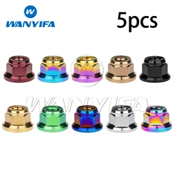 Wanyifa Titanium Nut M6 M8 M10 M12 Lock Nuts Locking Flange for Bicycle Motorcycle 5pcs