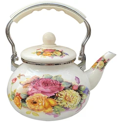 2.4L Thickened Enamel Water Kettle Portable Stove Tea Pot Coffee Maker Large Spout Kitchen Household Heating Pot Comfortable