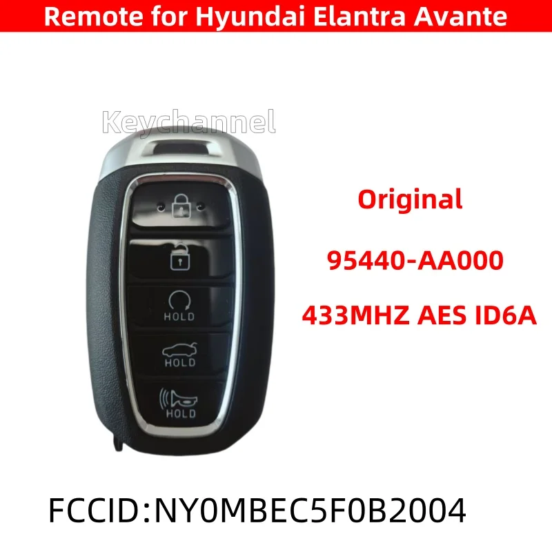 

5 Buttons 95440-AA000 Car Smart Remote FCCID NYOMBEC5FOB2004 6A Chip 433mhz Keyless Fob for Hyundai Elantra Avante With Blade