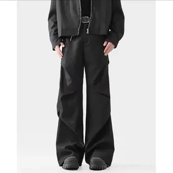 אמריקאי סגנון היפ הופ חדש גברים ונשים אופנתיים רגל ישר גבוה רחוב רחב הרגל זוג מכנסיים מזדמנים