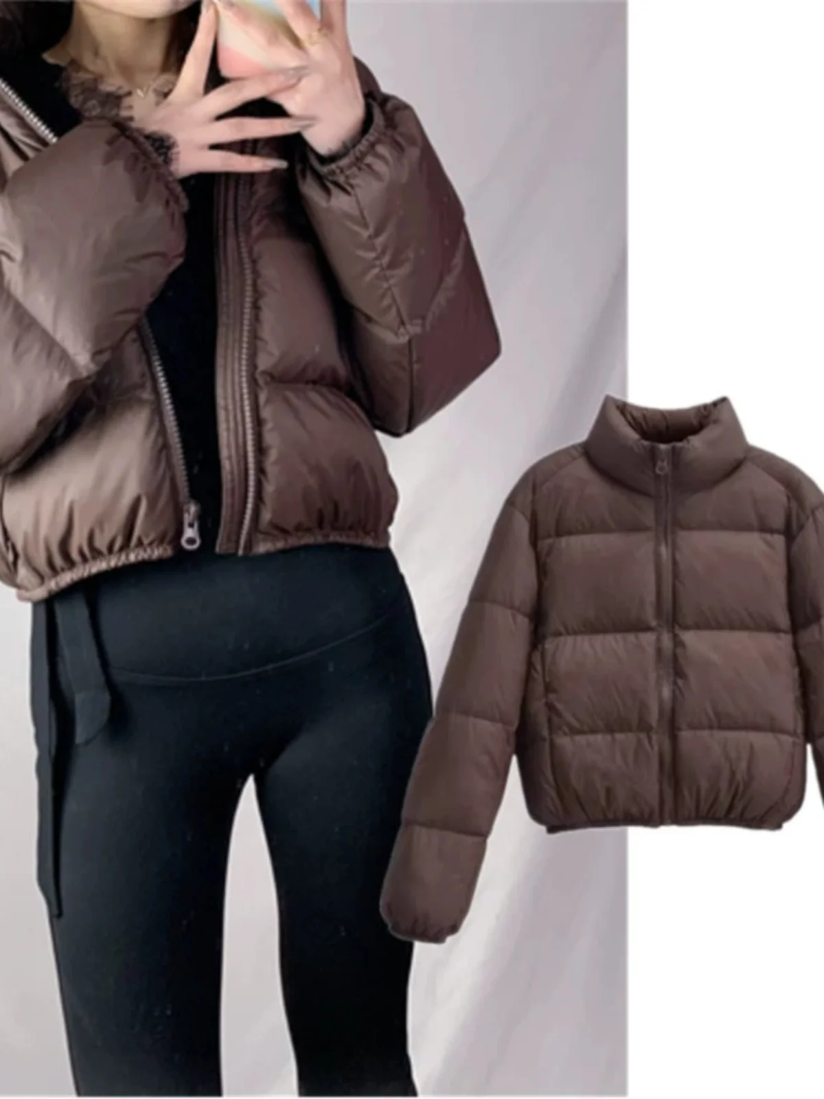 Kendall Jenner Sle Heavy Workdown Puffer Jaet Thiened Bread Sle Faion Winter Bovenkleding Street Sle ort Lengte 90...