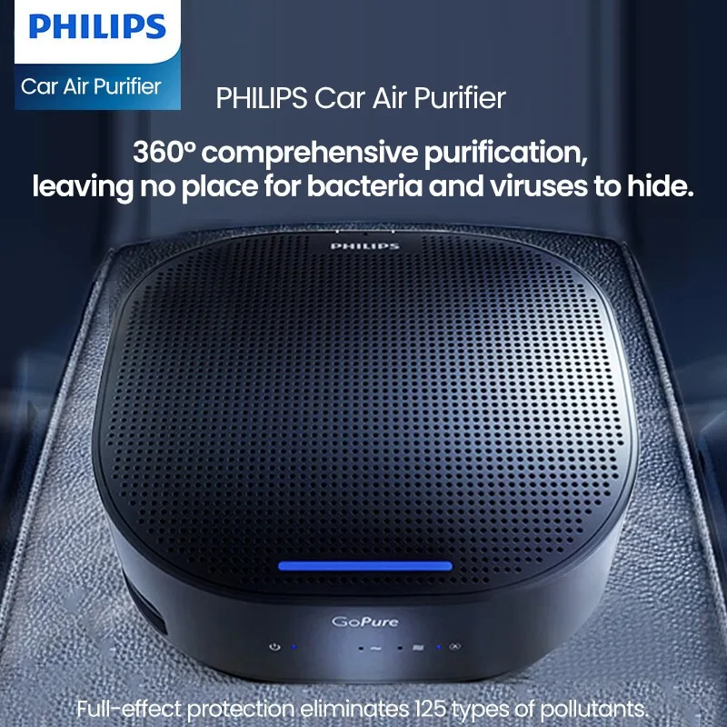 Philips Car Air Purifier - Remove 125 Pollutants, 3-Color Air Quality Indicator