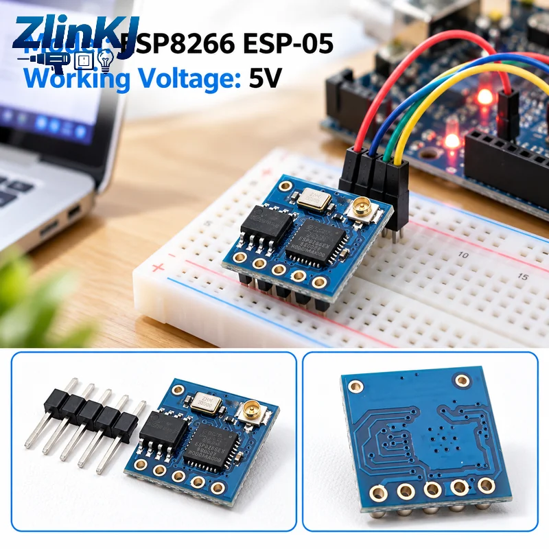 ESP8266 ESP-05 Serial WiFi Module, Wireless Transceiver Board With Antenna Interface, For IoT Smart Home DIY Projects