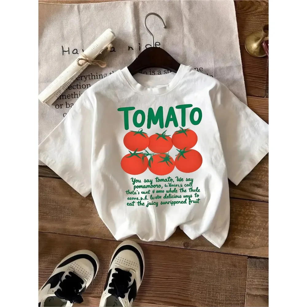 Funny Tomato Graphic T Shirt Vegetables Food Art Tee Retro Aesthetic Harajuku Streetwear Top Casual Unisex Short Sleeve Tshirt