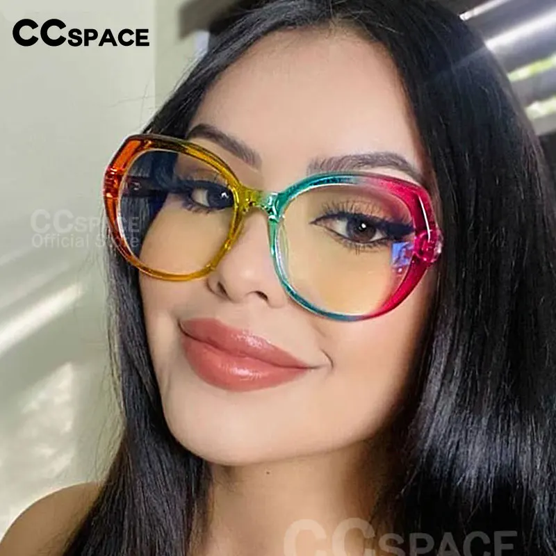 53701 Round Rainbow Glasses Frames Anti Blue Light Women Fashion Computer Eyeglasses Customizable Prescription Glasses